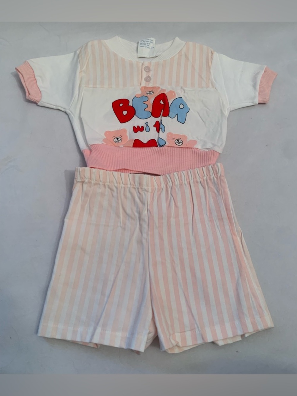 Vintage Baby/Girl's Two Piece T-shirt and Shorts Bear with Me 12 months
